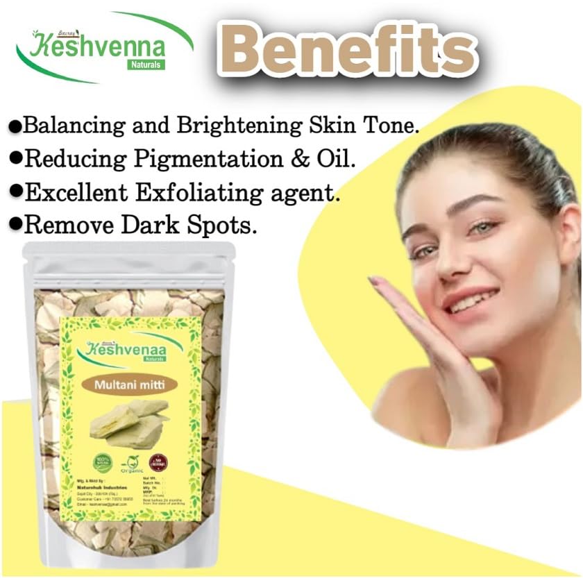 Keshvenna natural 100% Natural Multani Mitti ston (fuller earth) for Face Pack | Fuller's Earth , Bentonite Clay 400gm