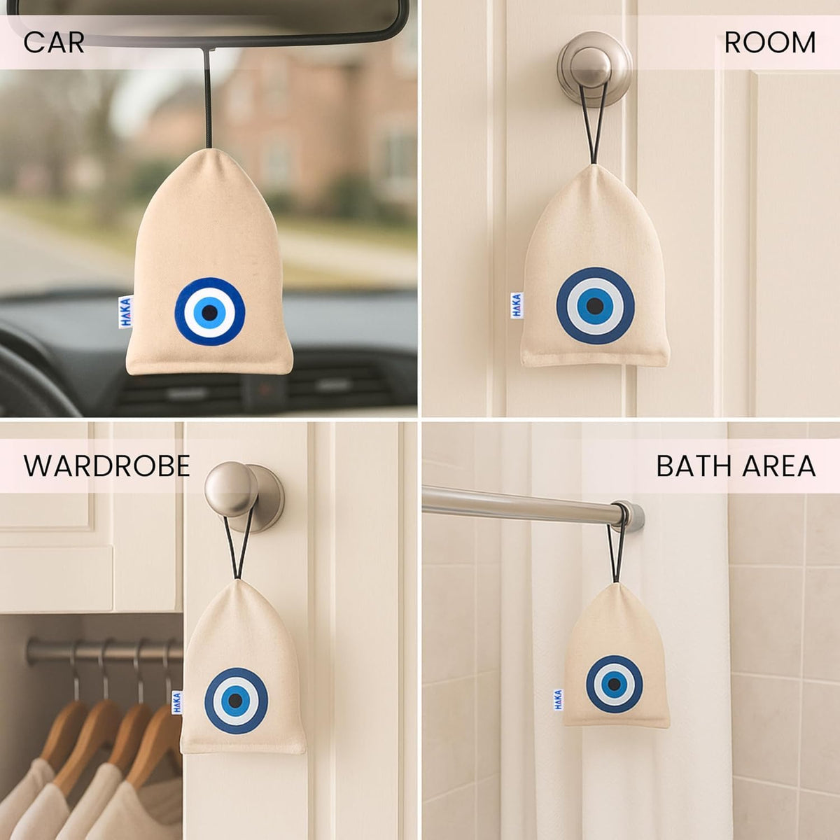 Haka Camphor Pouch Pack of 3 | 100% Pure, Natural, Chemical Free Air Freshener for Car, Wardrobe, Bathroom & Room | Eco-Friendly Camphor Cones for Cars/Car Fres