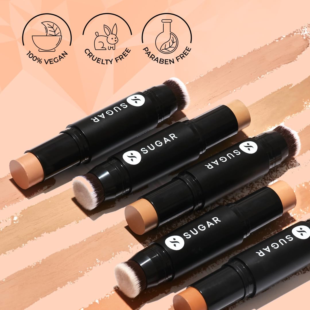 SUGAR Cosmetics Ace Of Face Foundation Stick with In-Built Brush | Full Coverage Cream Foundation for Indian Skin | Matte Finish | Lasts 24 Hours | 12gm - 17 Raf