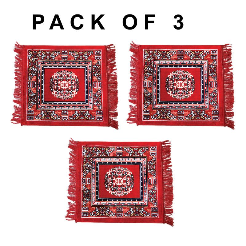 Rug Velvet Pooja Asan for Sitting (4 Combo Pack) Asan for Pooja | aasan for mandir | Pooja Mat | Asan for Puja Meditation Sitting, size-60x60cm