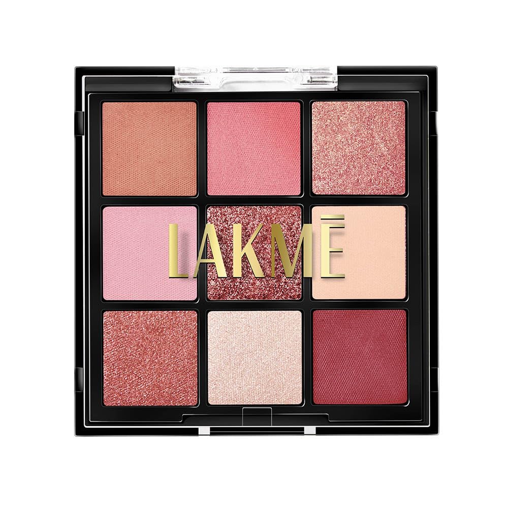LAKME 9 in 1 Eyeshadow Palette, Blush Bloom, 11.7g, for Glamorous Eye Makeup, with One-Stroke Payoff & Blendable Formula, Matte Shimmer Metallic Shades, for Wom