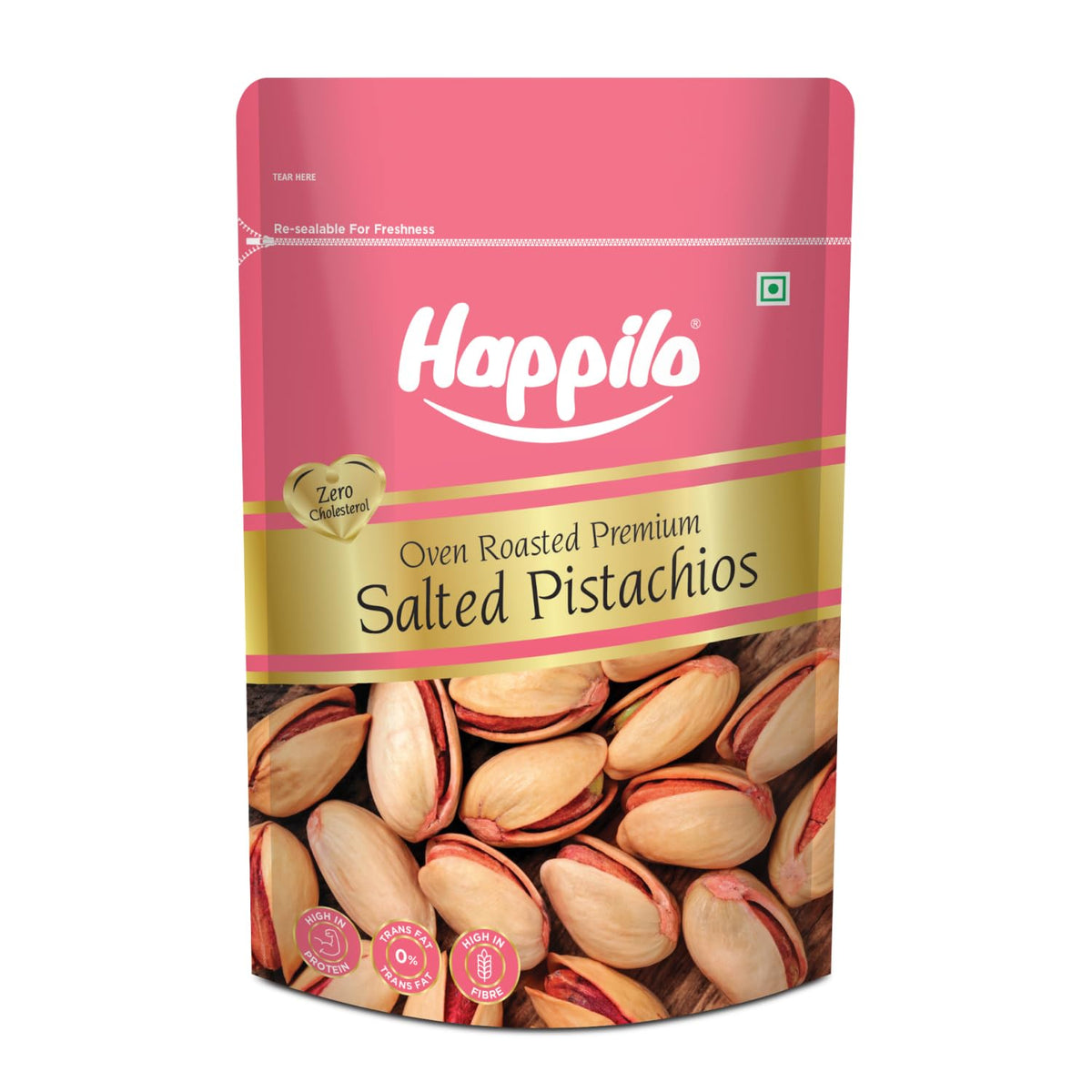 Happilo Premium Pink Oven Roasted & Salted Pistachios 200g | Rich In Protein, Phosphorus | Dietary Fibre, Premium Nuts & Dry Fruits | Shelled Nuts, Crunchy | De