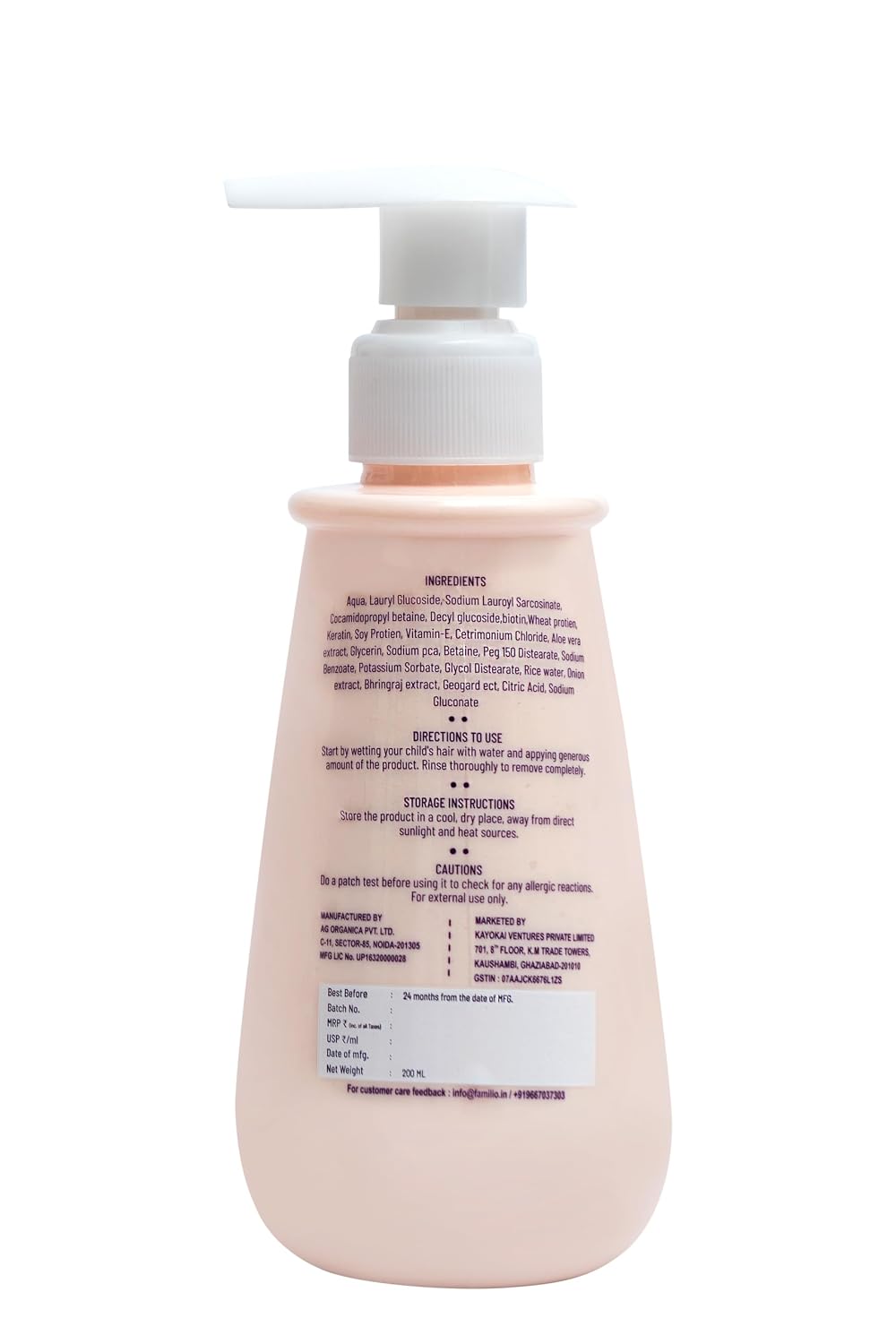 Familio India All in Shampoo & Conditioner for Kids | Natural and Non Toxic | Tear-Free Formula | Natural Hydration for Baby | Rice Protein | Cruelty-free | Der