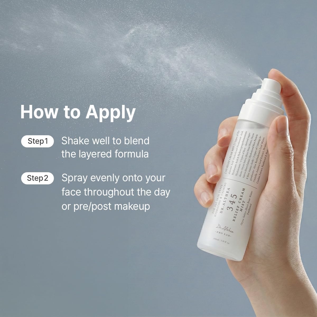 Dr.Althea 345 Relief Cream Mist | Hydrating Facial Mist with Rice Extract | Soothing Care for Sensitive Skin | Vegan Korean Skincare | 60ml