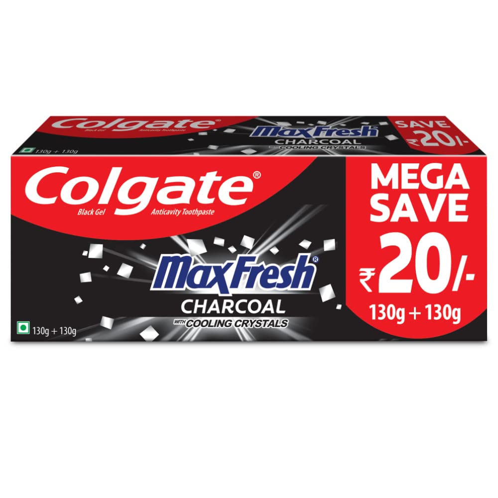 Colgate MaxFresh Toothpaste, Black Gel Paste with Charcoal for Super Fresh Breath, 260gm 260 g (Pack of 1) Toothpaste