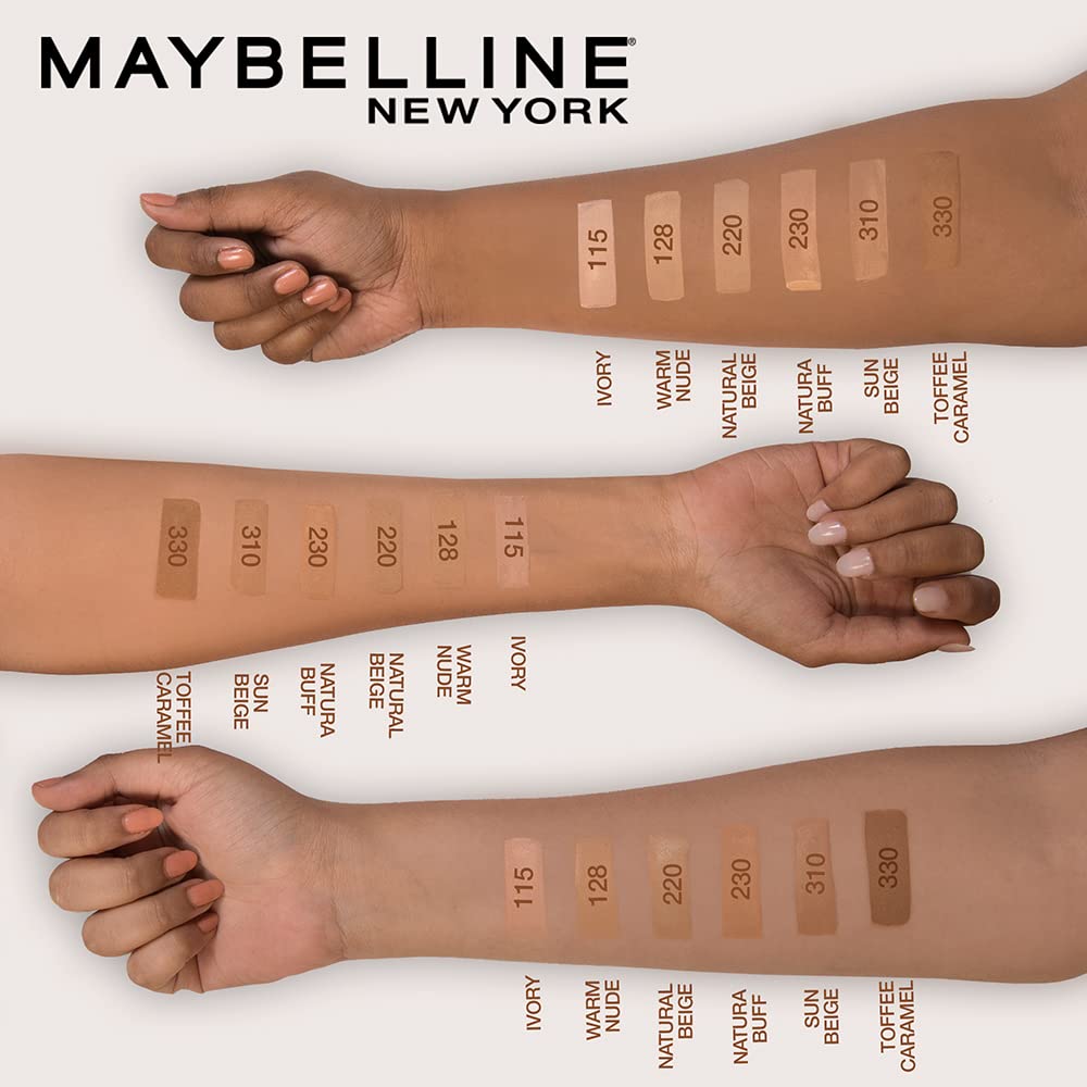 Maybelline New York Liquid Foundation, Matte & Poreless, Full Coverage Blendable Normal to Oily Skin, Fit Me, 115 Ivory, 18ml