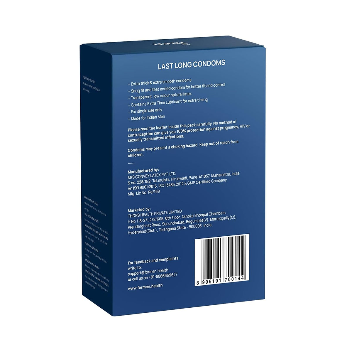 ForMen Last Long Condoms | Thick Delay Latex for Climax Control & Extended Performance | Smooth Comfortable Fit | 100% Electronically Tested | Long Lasting Cond