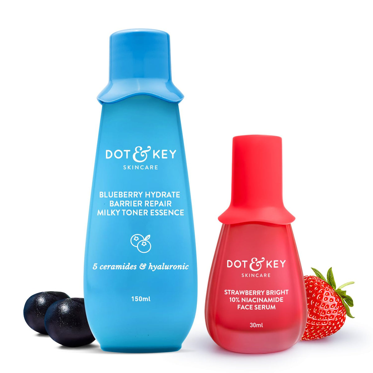 Dot & Key Strawberry Niacinamide Serum + Barrier Repair Toner Combo | Hyaluronic & Rice Water, Hydrates & Smoothes Skin | Fades Dark Spots, Hyperpigmentation &