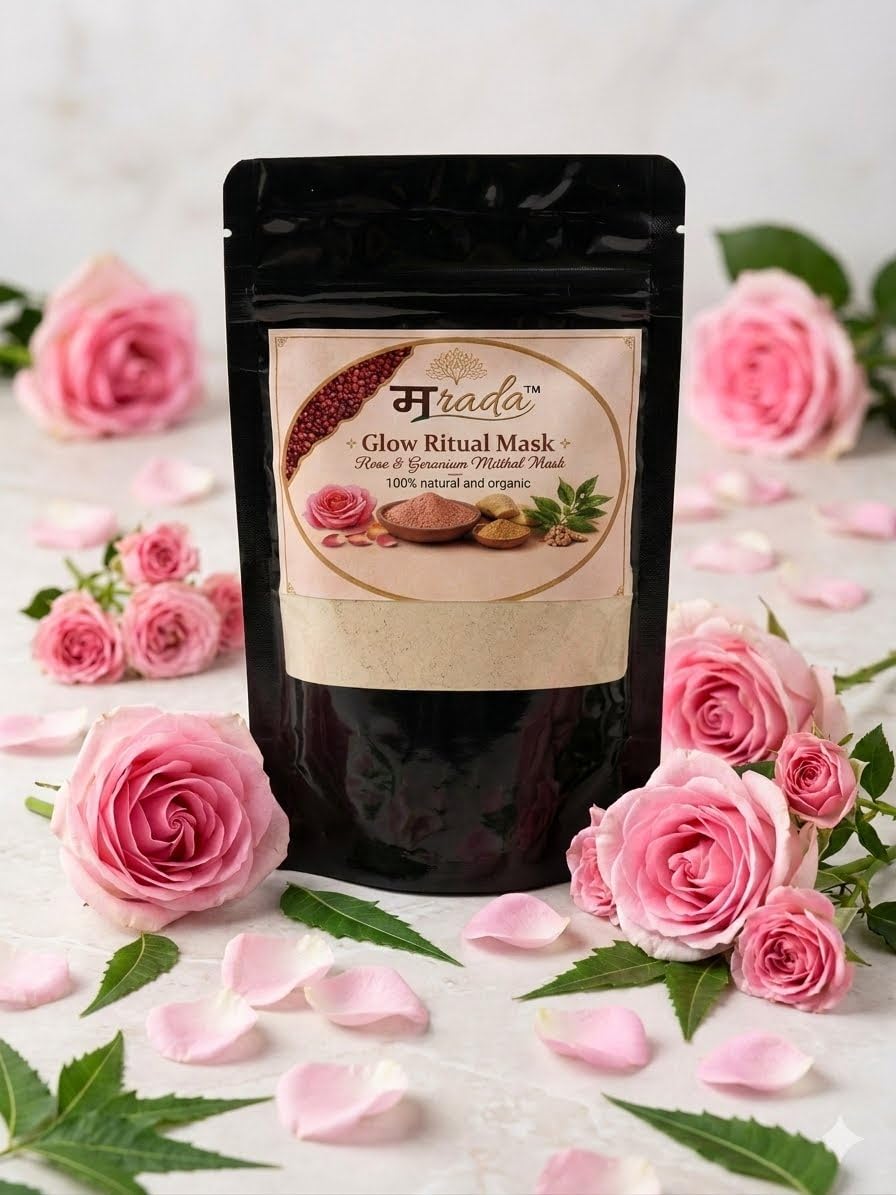 Mraada Glow Ritual Face Mask 100g | Natural Glow & Deep Cleansing Face Pack | Exfoliating, Skin Brightening & Pore Purifying Clay Mask | Oil Control & Radiant S