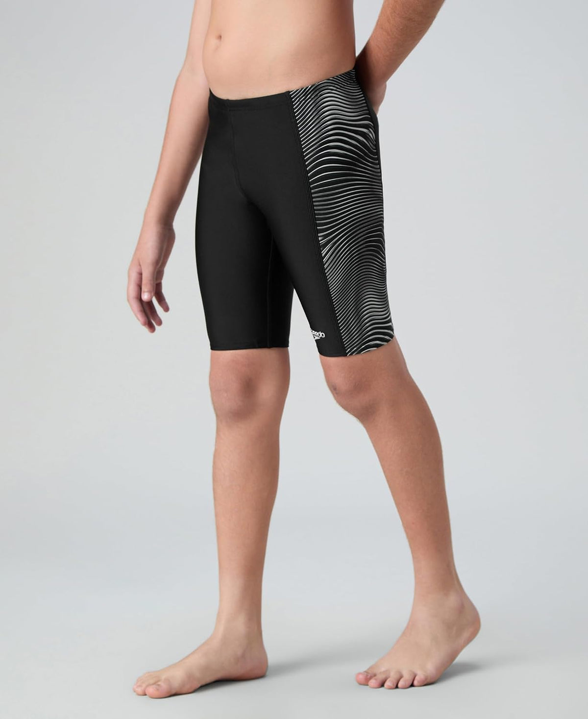 Speedo Boy's Endurance10 Side Panel Hyperboom Print Jammer - Harmony, True Navy & Cobalt Pop Black & White 11 Years-12 Years