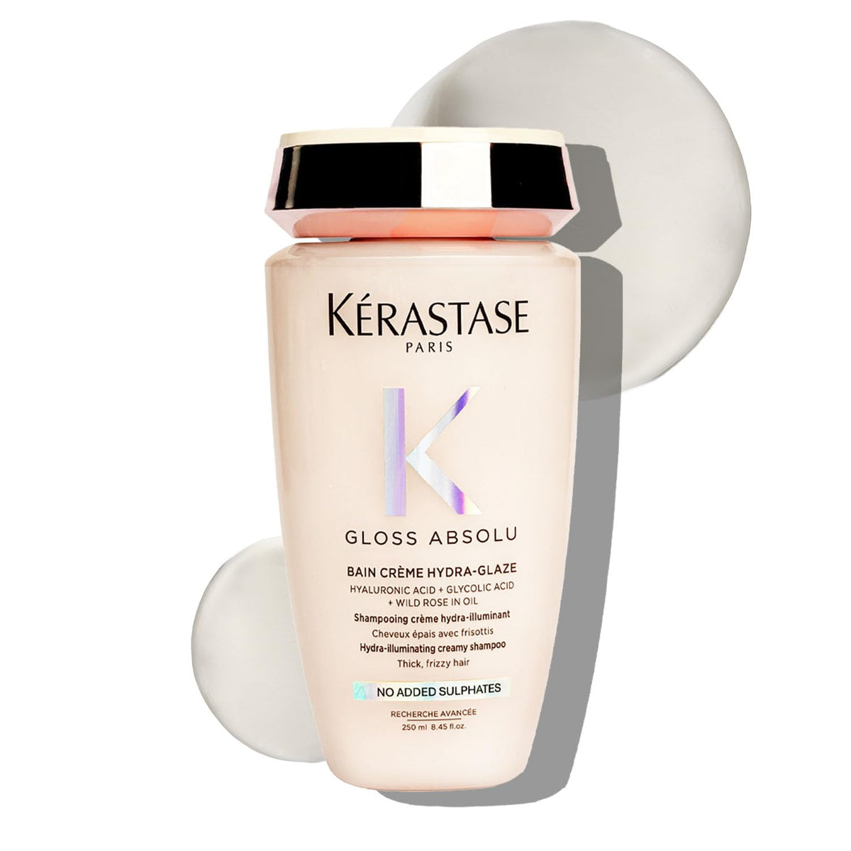 Kérastase Gloss Absolu Crème Anti-Frizz Shampoo For Bouncy, Glossy Hair | Medium to Thick Hair | 4-Days Anti-Frizz | With Hyaluronic & Glycolic Acid, Wild Rose-