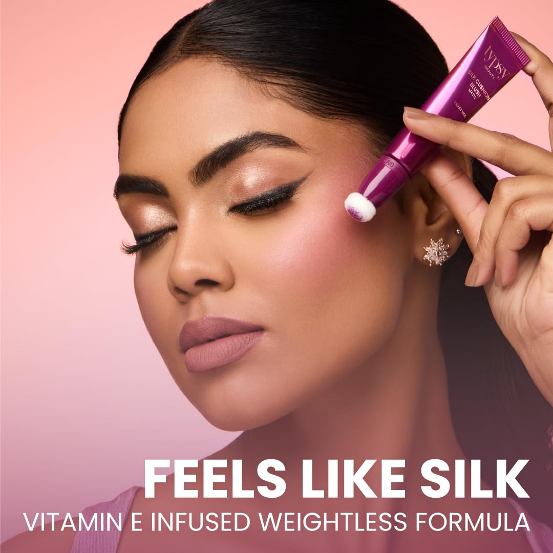 Typsy Beauty | Silk Cushion Liquid Blush Wand - Violet Veil - 2-in-1 Highlighter Blush Hybrid | Liquid Blusher | Lightweight Buildable Blush | Ultra-Pigmented | 15ml