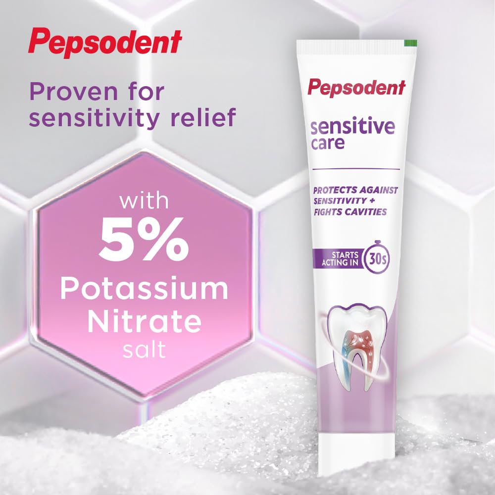 PEPSODENT SENSITIVE Care Toothpaste, Multipack, specially formulated with 5% Potassium Nitrate, Starts Acting in 30s,100% Vegetarian, Protects against Sensitivi