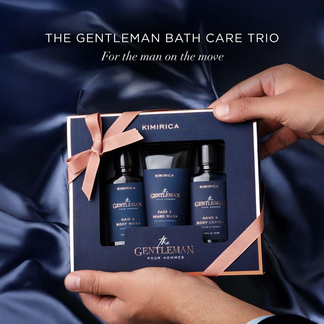 Kimirica Gentlemen Bath Care Trio Gift Set For Men's | Premium Gift Set For Husband, Brother Boyfriend Set of 3