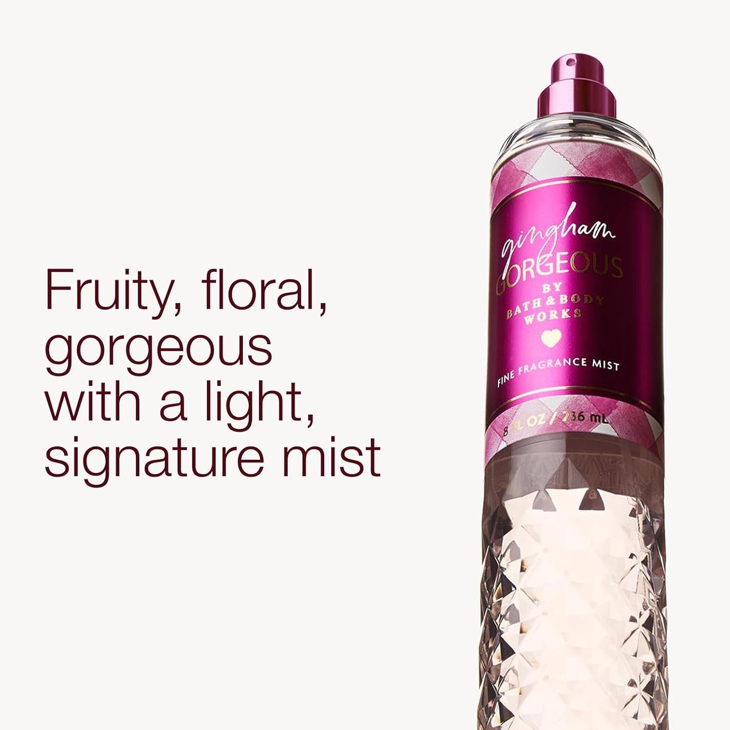 Bath & Body Works Gingham Gorgeous Fine Fragrance Mist, Body Spray & Perfume for Women, Long-Lasting Personal Fragrance – Pink Strawberries, Peony Blooms, and Peach Nectar Scent, 8 fl oz