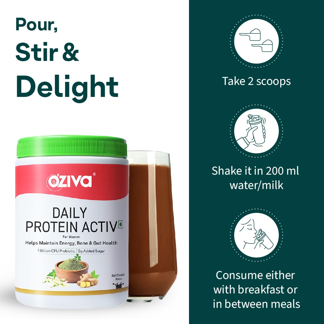 OZiva Vegan Collagen (Guava Glow) with Biotin & Vitamin C For Brighter & Youthful Skin 250g and OZiva Daily Protein Activ for Women 300g (Chocolate)
