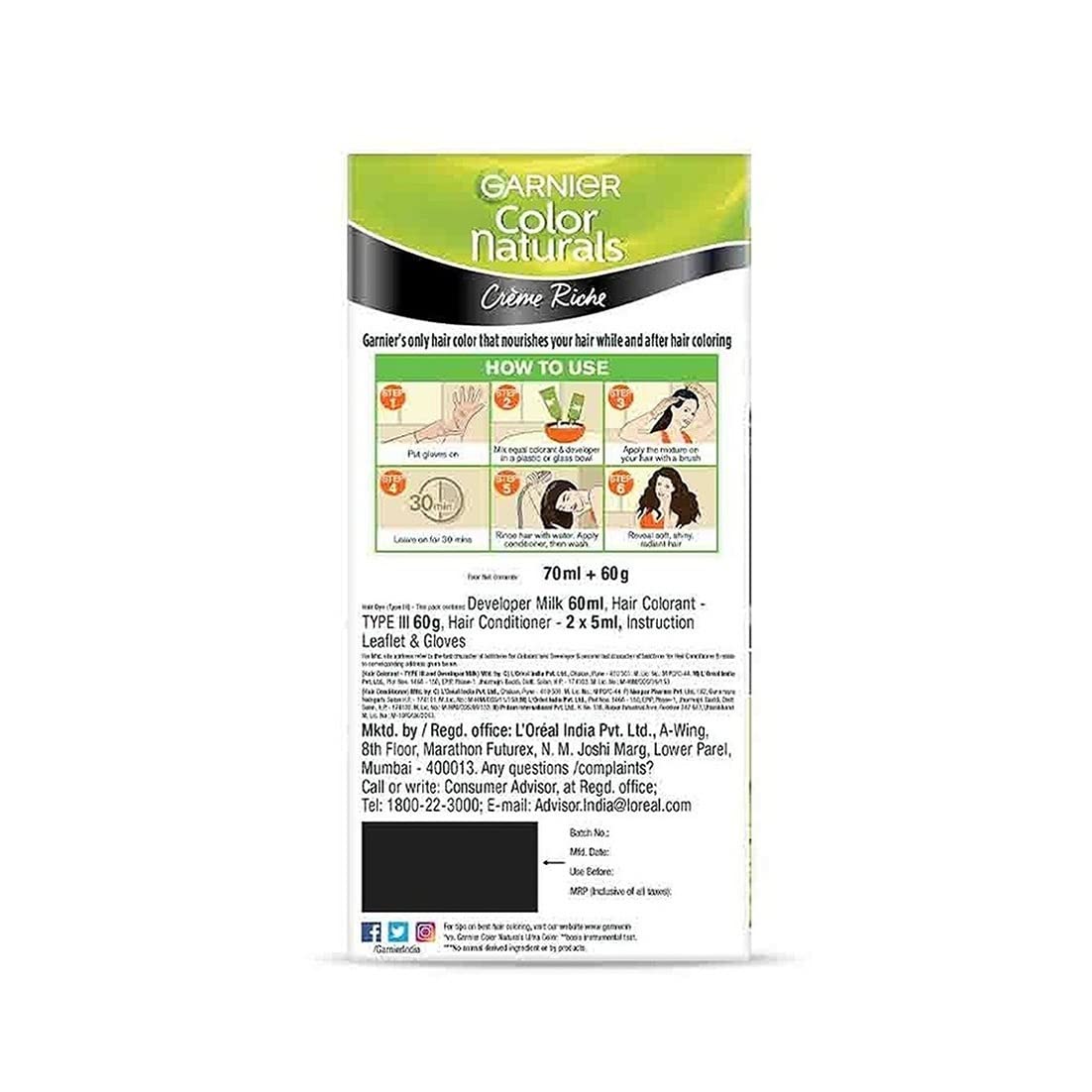 New Garnier Color Naturals with Keratin Shade 3 Darkest Brown SHADE 3, DARKEST BROWN (Pack of 1)