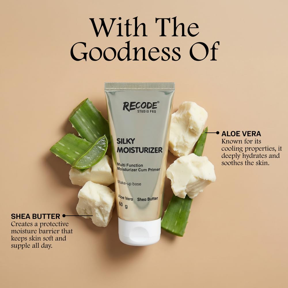 Recode Silky 2 in 1 Moisturizer Cum Primer 60 G|Primer and Moisturizer for Face|Lightweight,Long Lasting,Hydrating|All Skin Types|Makeup Base|Pore Minimizer|Pack of 1