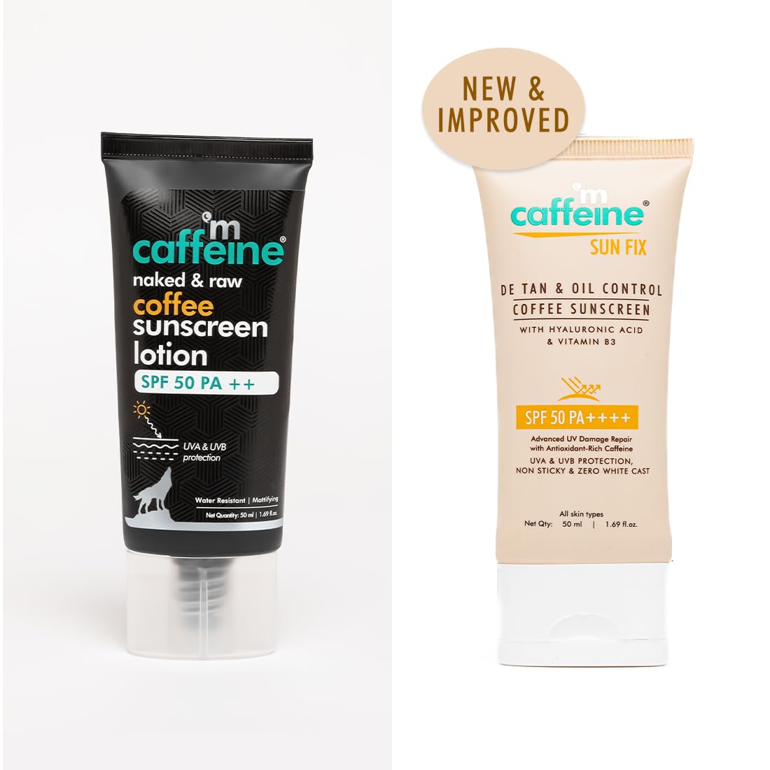 mCaffeine Matte Sunscreen SPF 50 for Men & Women | Lightweight, Water Resistant, Zero White Cast | Sun Protect, Prevents Tan & Repairs UV Damage | All Skin Type