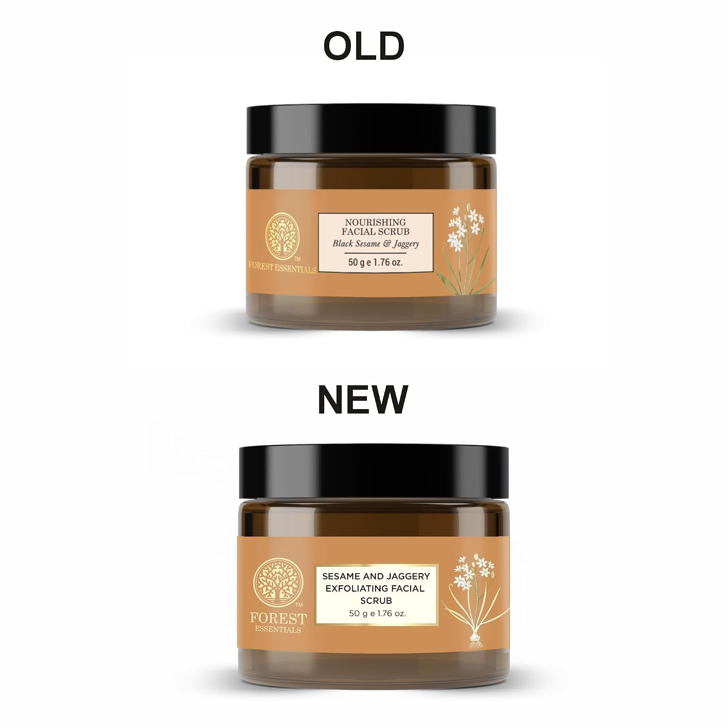 Forest Essentials Nourishing Facial Scrub Black Sesame & Jaggery | Ayurvedic Gentle Daily Face Exfoliator | Deeply Moisturising Face Scrub for Normal to Dry Skin