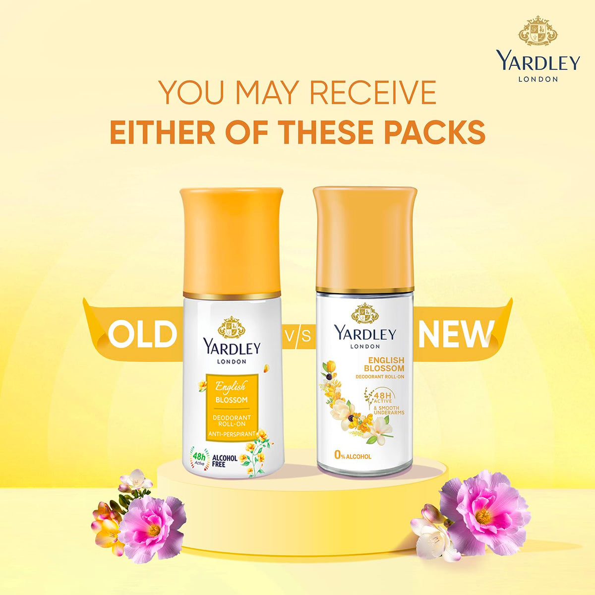 Yardley London English Blossom | Underarm Deodorant Roll On| With Licorirce Extract & Floral Extracts | Smooth & Eventoned Underarms | 72 H Long Lasting Floral