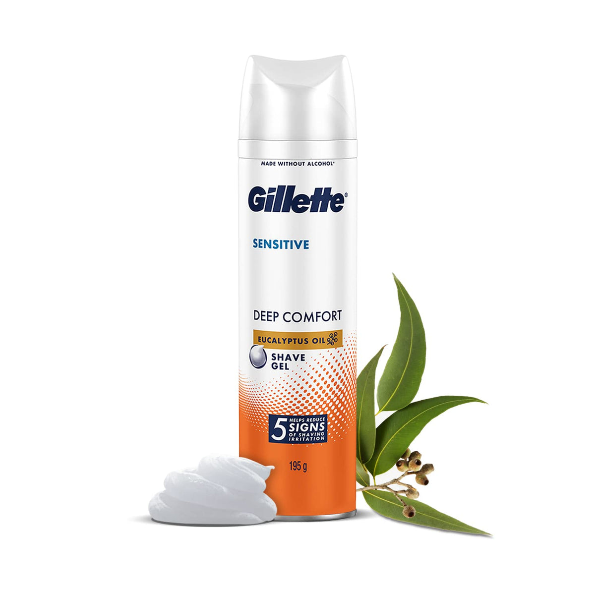 Gillette Sensitive Shave Gel, Deep Comfort | 0% Paraben | 195 g, White & Gillette Vector Plus Manual Shaving Razor Blades (Cartridge) - 6s Pack