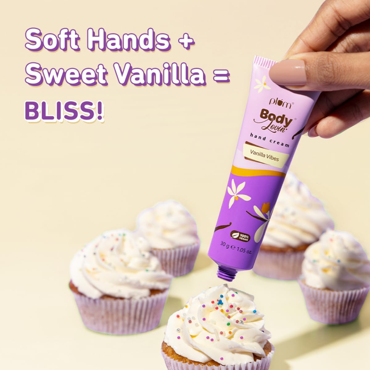 Plum BodyLovin' Vanilla Vibes Hand Cream | Ultra Moisturizing With Shea Butter | Non-Greasy & Lightweight | Irresistible Warm Vanilla Fragrance | Travel Friendl