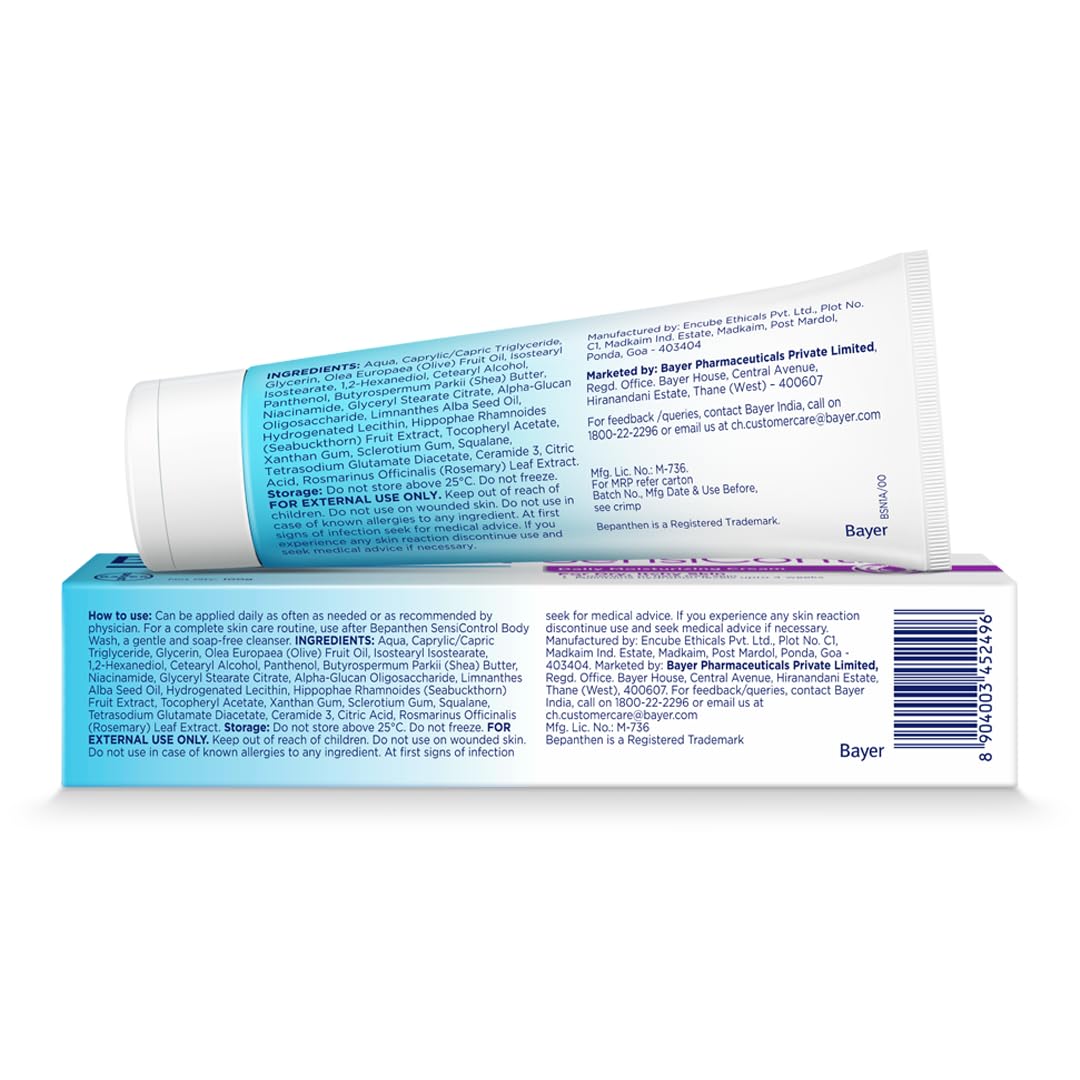 Bepanthen SensiControl Daily Moisturizing Cream (100g), Moisturizer For Dry & Sensitive Skin, Hydrates, Repairs Barrier, Clinically Proven, Dermat Recommended