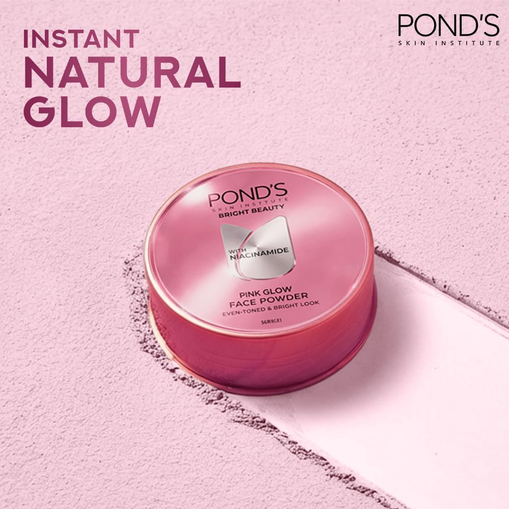 POND'S Natural Glow Face Powder, Pink Glow, 30g, for Fresh Even-Toned Skin, with Sunscreen, Covers Dark Spots, Dermatologically Tested, lightweight formula | Pr