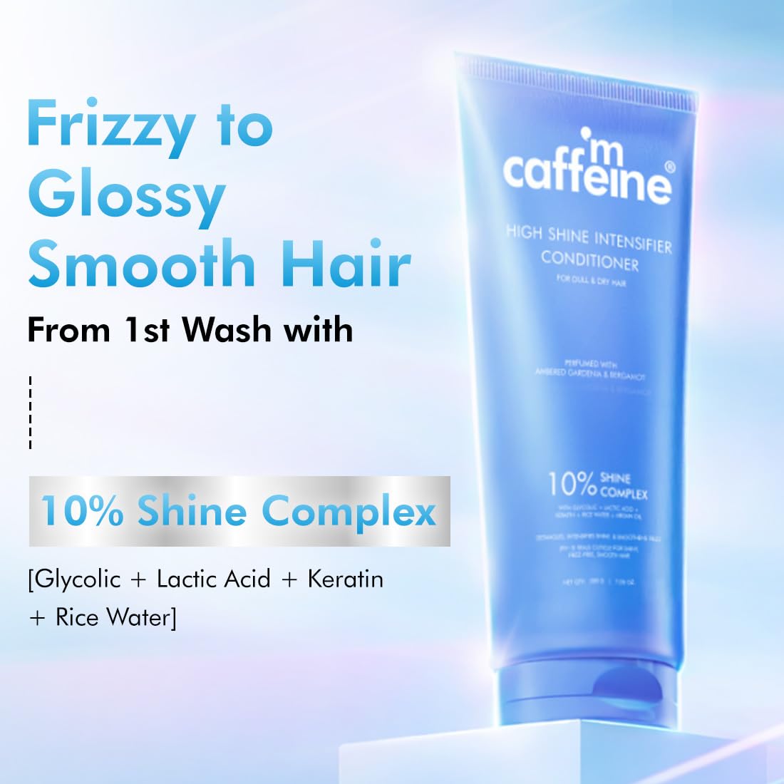 mCaffeine Glossy Hair Conditioner for Dry & Frizzy Hair| 10% Shine Complex with Glycolic Acid & Keratin| Smoothens Hair Fiber| 48 Hr Frizz Control| Fresh Floral