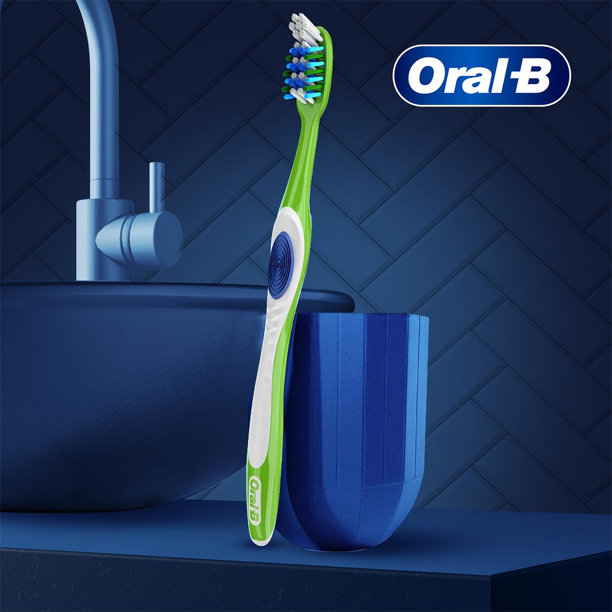 Oral-B Criss Cross Deep Clean Medium Bristles Manual Toothbrush For Adults,Tongue Cleaner, Multicolour Tooth Brush Set, Oral B Dentist Recommended Brand (Family