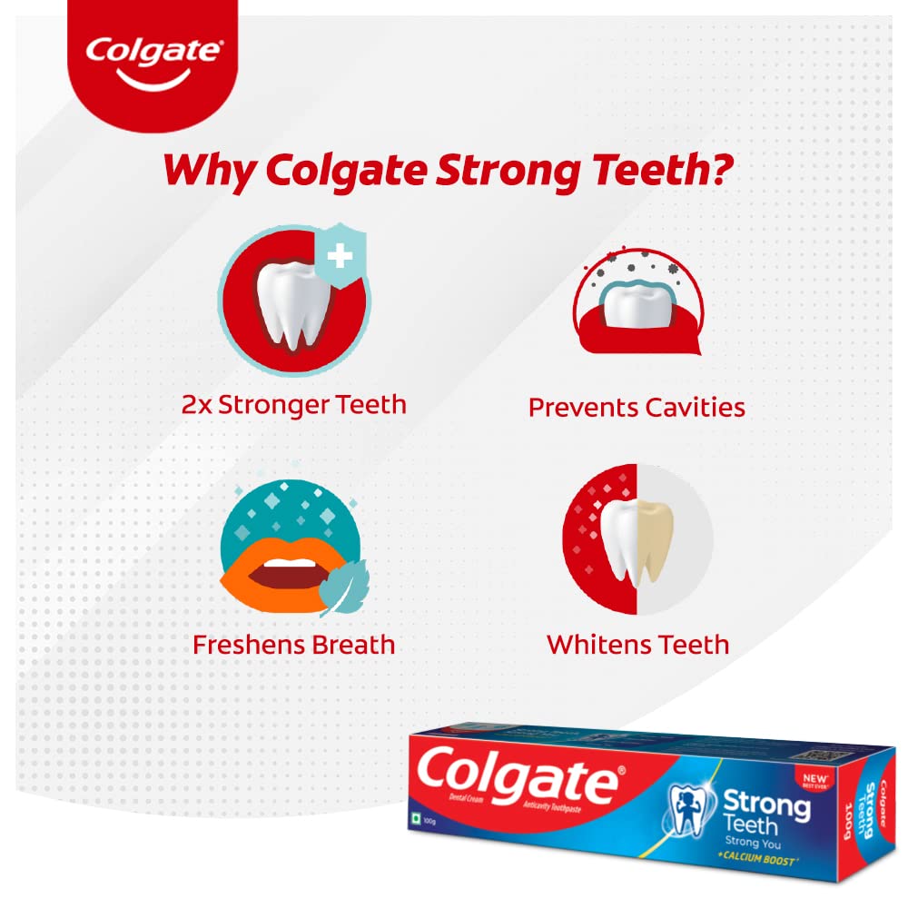 Colgate Cavity Protection Strong Teeth Toothpaste with Amino Shakti - 1000gm (500gX2) Saver Pack , India's No.1 Toothpaste