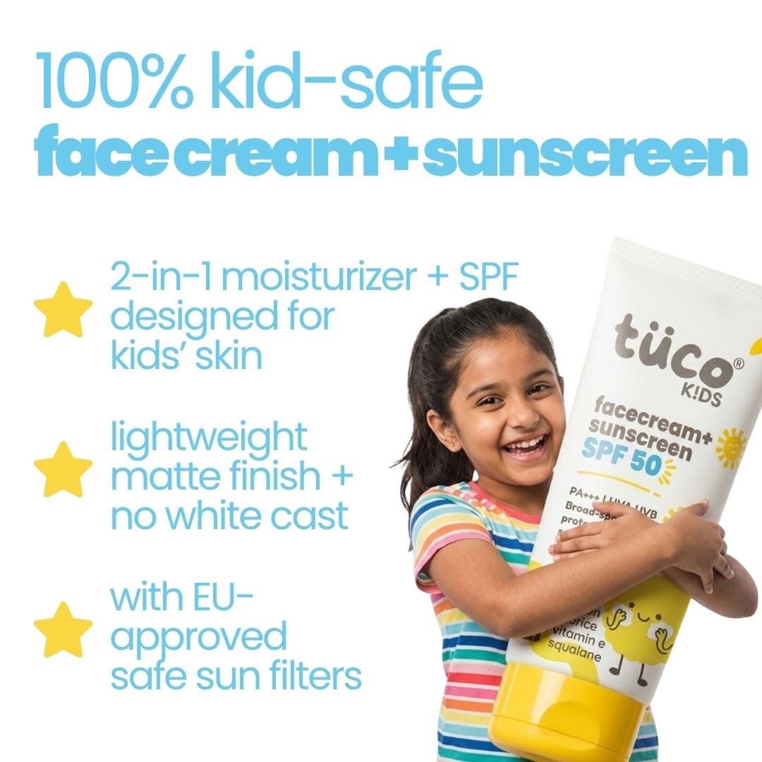 Tuco Kids Sunscreen for Kids, Sunscreen spf50 PA++++, 2-in-1 Face Cream-50g Cream - SPF50 - 50g - Pack of 1