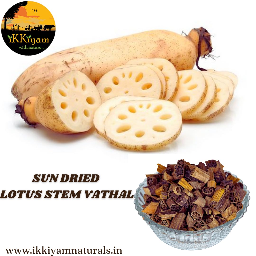 Ikkiyam Sun Dried Lotus Stem (Fryams) | Organic & Premium Thamara Valayam Vathal | Traditional Dried Kamal Dandi/Kakdi (Thamarai Thandu) | Healthy Snack & Cooki