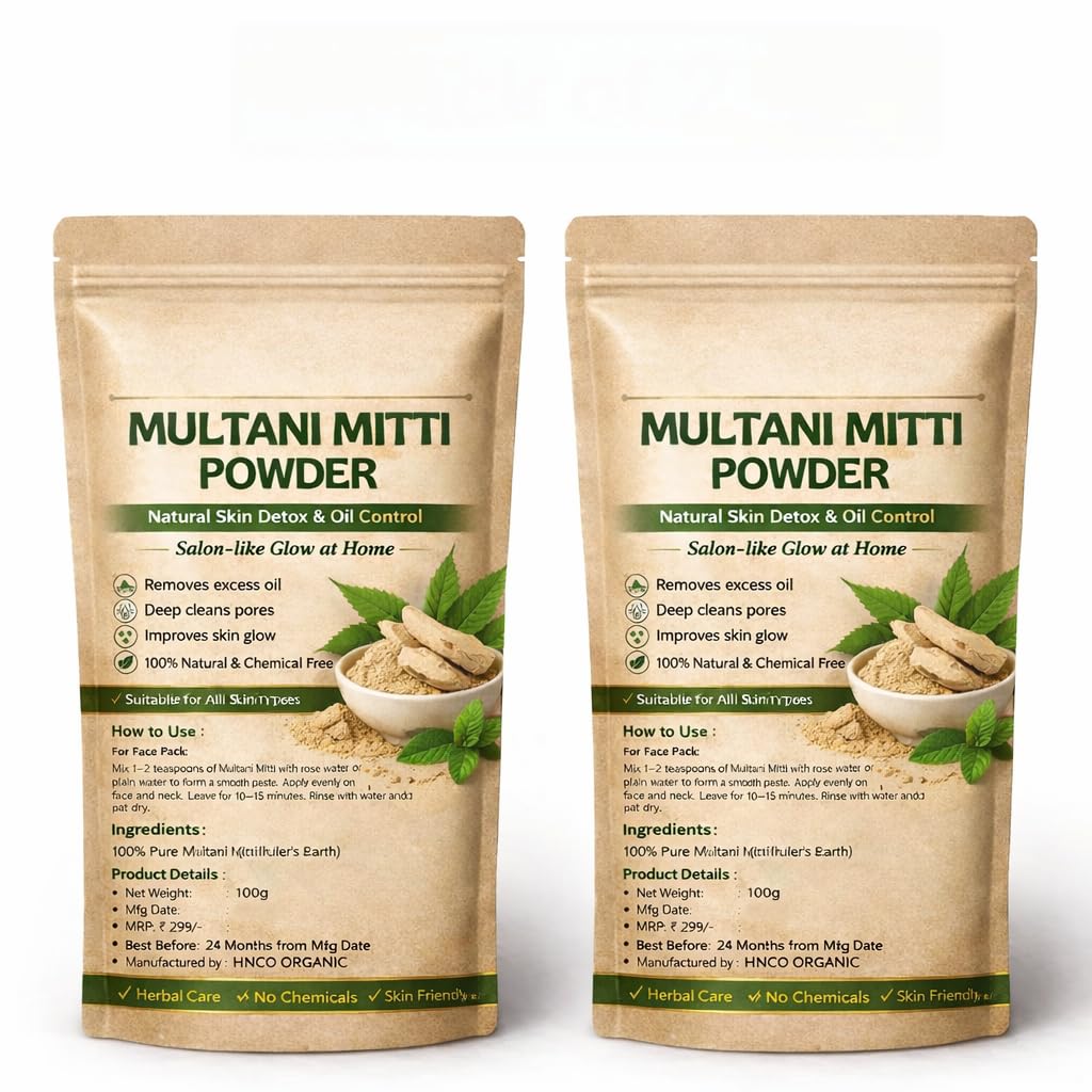 Multani Mitti Powder for Face & Hair | 100% Pure Fuller's Earth | Natural Skin Detox, Oil Control & Deep Cleansing Face Pack | Chemical-Free | 100g (100_Gm, Pac