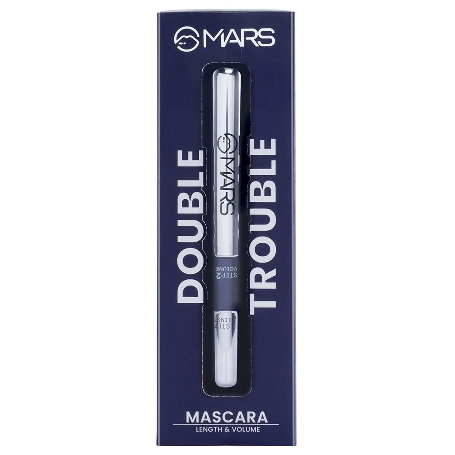 MARS Double Trouble 2-in-1 Mascara (15 ml) | Maximum Volume & Extended Length | Upto 18 Hours | Intense Jet Black | Long Lasting, Clump Free Mascara | Waterproof and Smudge-Proof