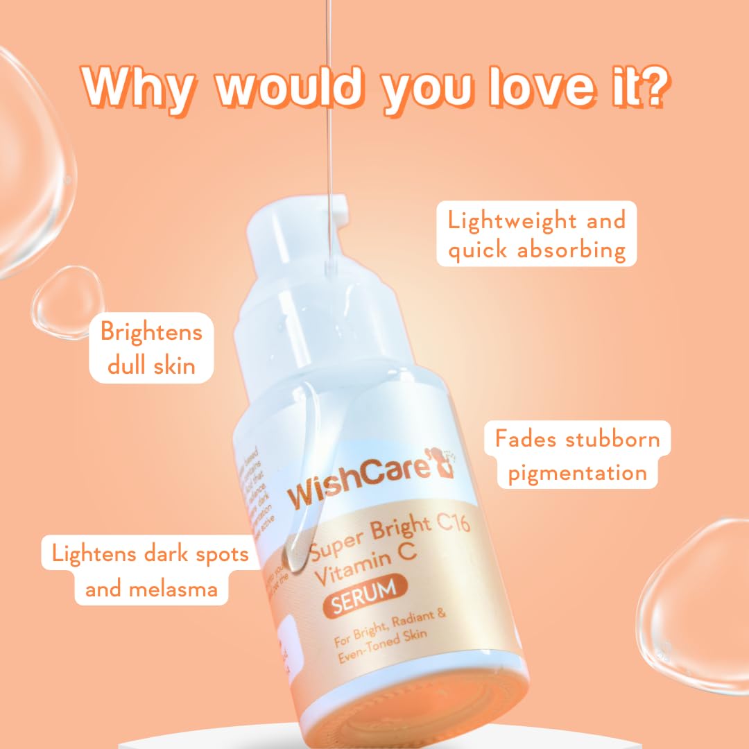WishCare Vitamin C Face Serum with Niacinamide, Ferulic Acid & Botanical Extracts – Serum for All Skin Types, 30ml