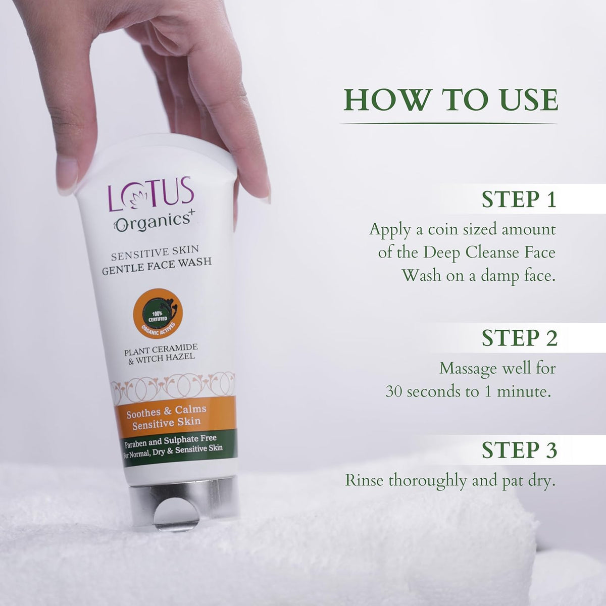 Lotus Organics+ Shea Luxe Tinted Moisturizer (M3 - Dark, 40g)+ Sensitive Skin Gentle Face Wash 80 g