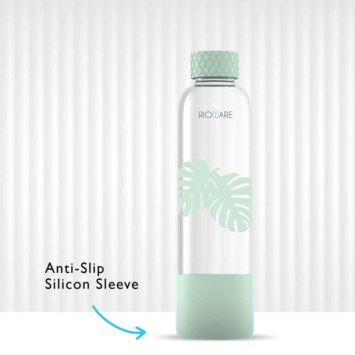 Rioware® Purifa Pro Borosilicate Glass Water Bottle With Silicon Sleeve (750Ml) | Airtight Lid | Leak Proof | Silicon Cap | Fridge Water Bottles For Home, Offic