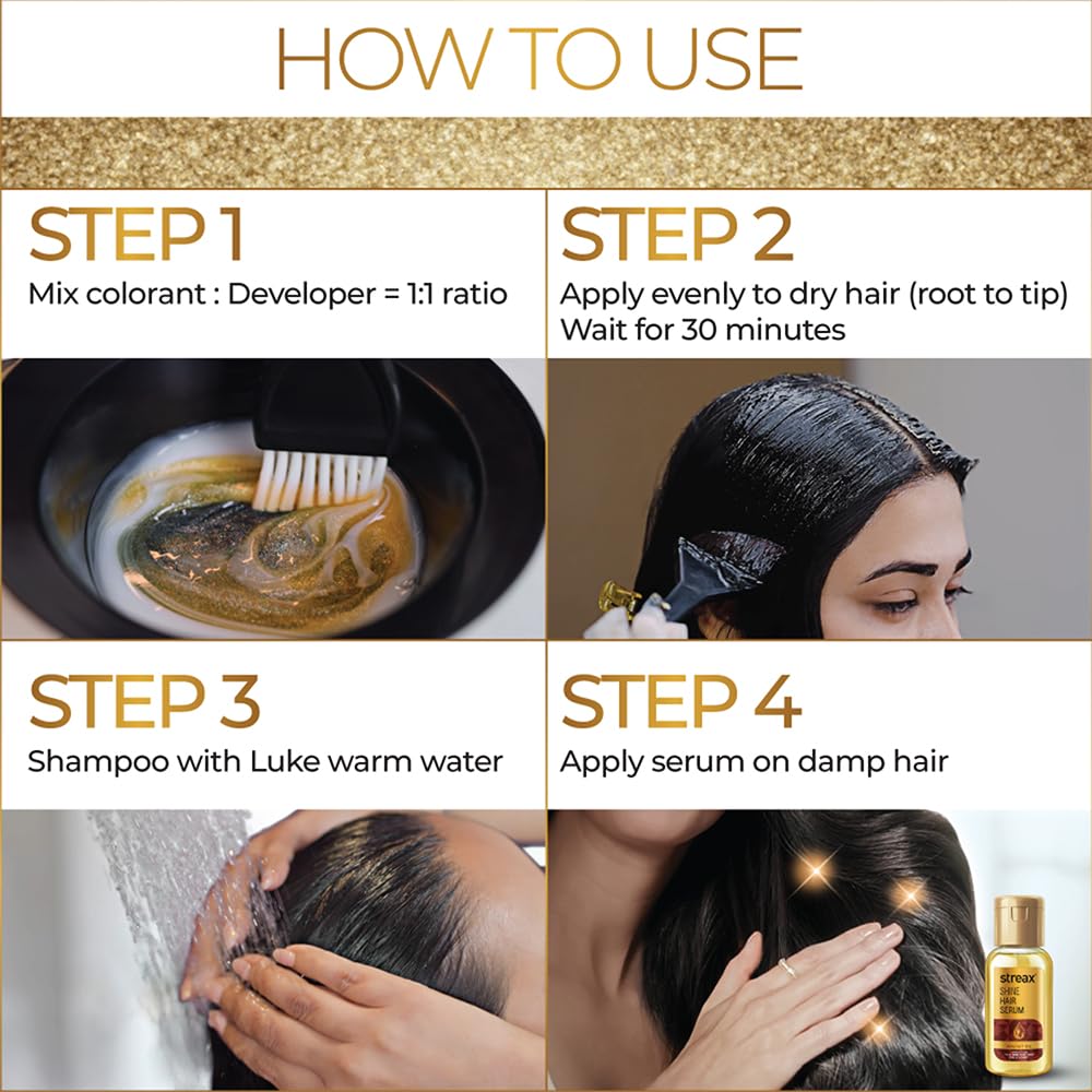 Streax Gel Hair Colour for Women & Men, Dark Brown 3, 150ml | Hair Colour Dark Brown| 100% grey coverage | Long Lasting Hair Color, Easy to Use | Ammonia-Free H