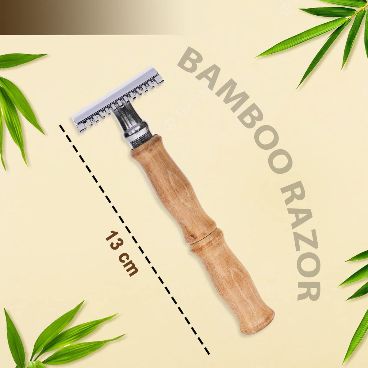 Wooden Razor for Men | Sustainable Shaving Razor | Eco-Friendly & Reusable | Long Handle for Comfortable Grip | Premium Brass & Wood Construction | Pack of 2