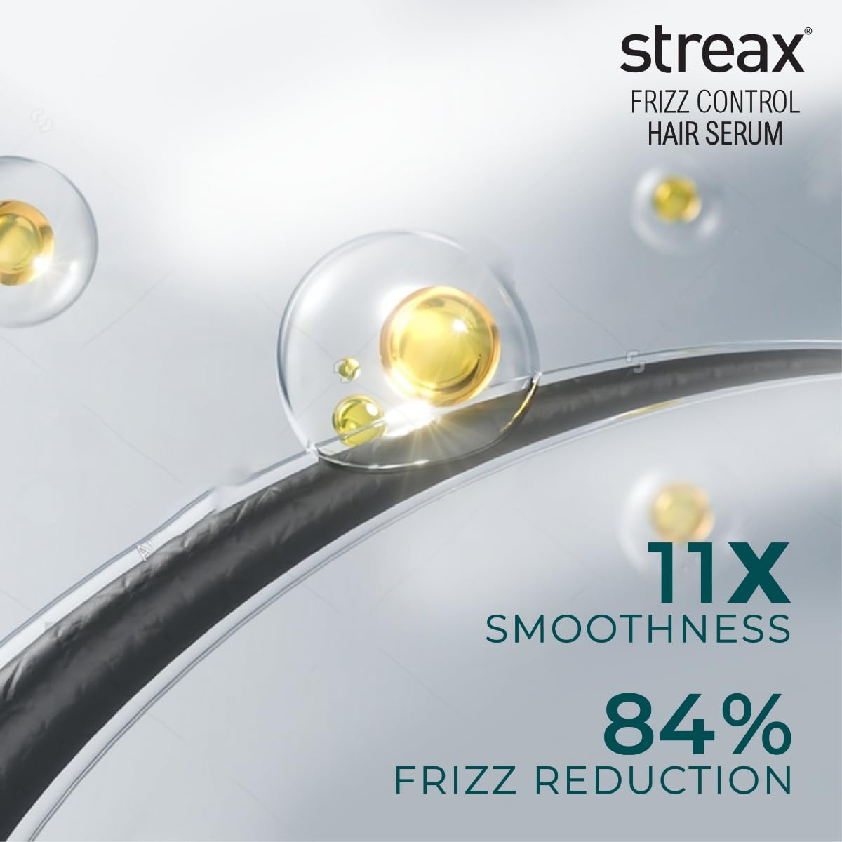 Streax Frizz Control Hair Serum for Dry Frizzy Hair- 100 ml, 72hrs Frizz Free Hair, For Women & Men, With Bio – Elixir, 84% Frizz Reduction & 11X smoothness 100