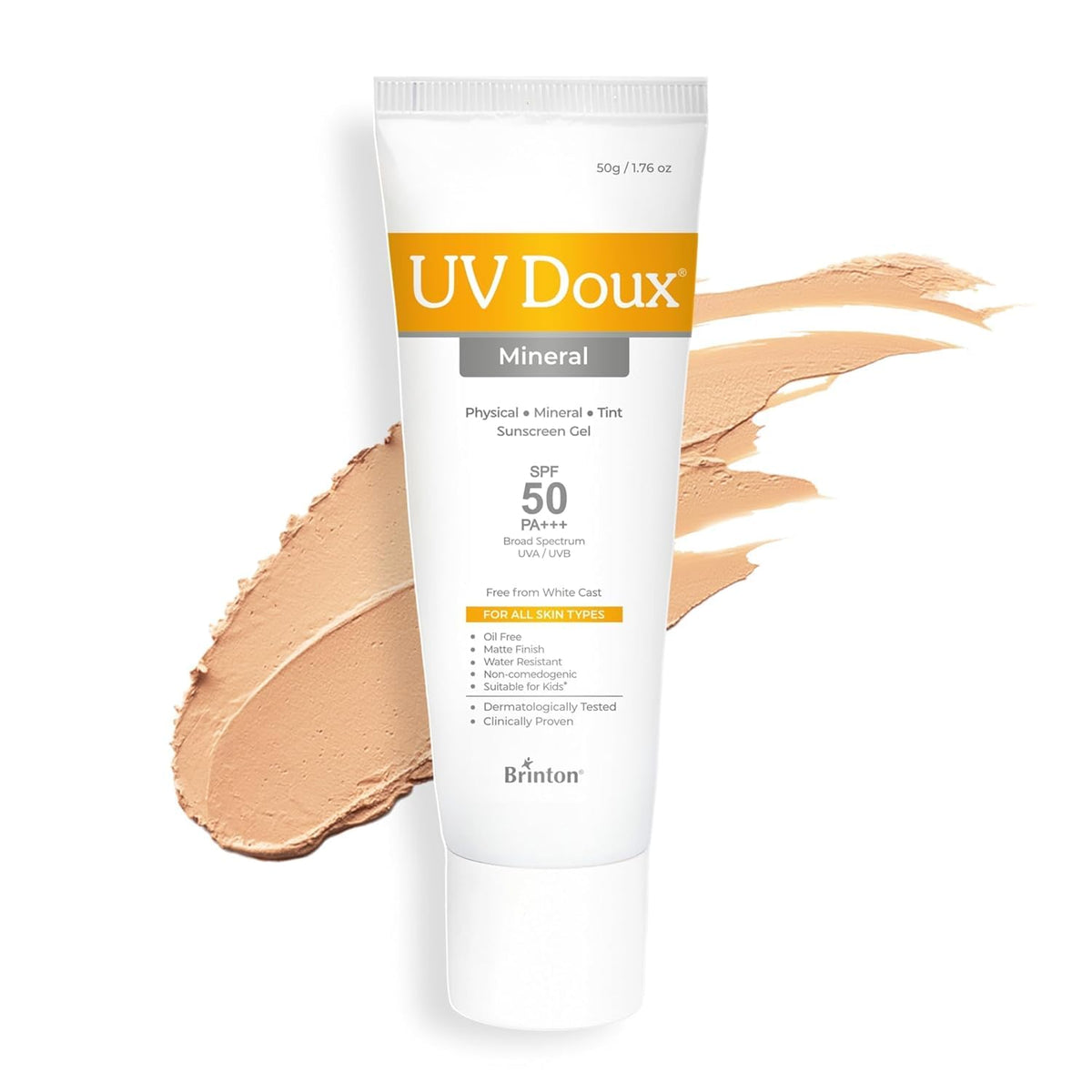 UV Doux Tinted Mineral Sunscreen SPF 50 PA+++ | 100% Mineral Broad Spectrum | Zinc & Iron Oxide | No White Cast | India’s No.1 Dermatologist Recommended Brand |