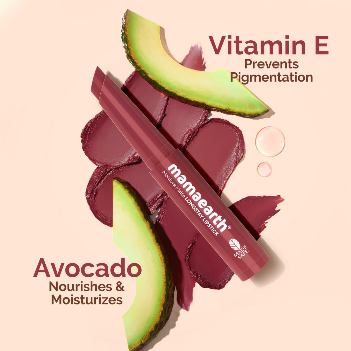Mamaearth Moisture Matte Longstay Mini Lipstick with Avocado Oil & Vitamin E for 12 Hour Long Stay-02 Plum Punch - 0.7 g