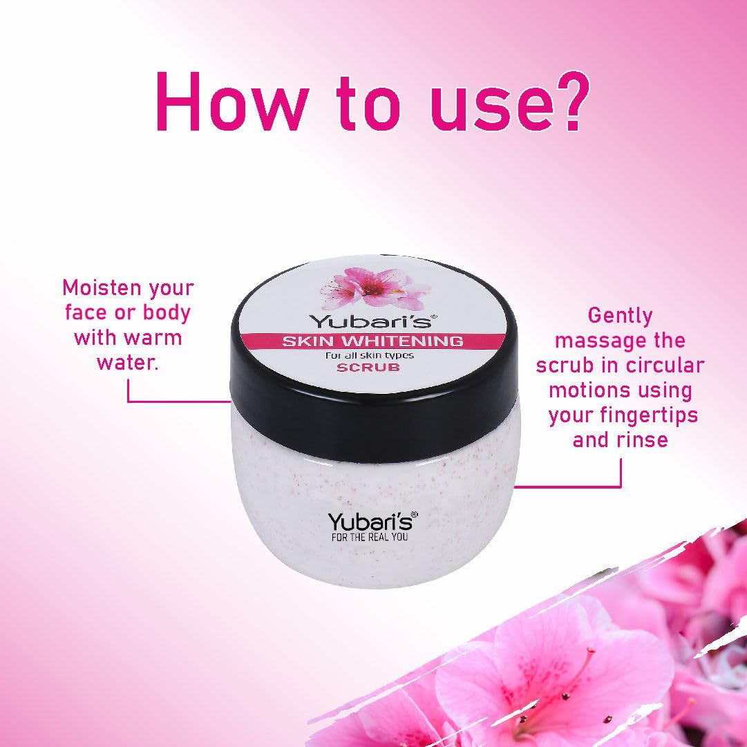 Yubari's Skin Whitening Scrub For Face & Body (190 Ml) | All Skin |For Deep Exfoliation | Dead Skin Remover | Tan Removal | Blackhead Remover