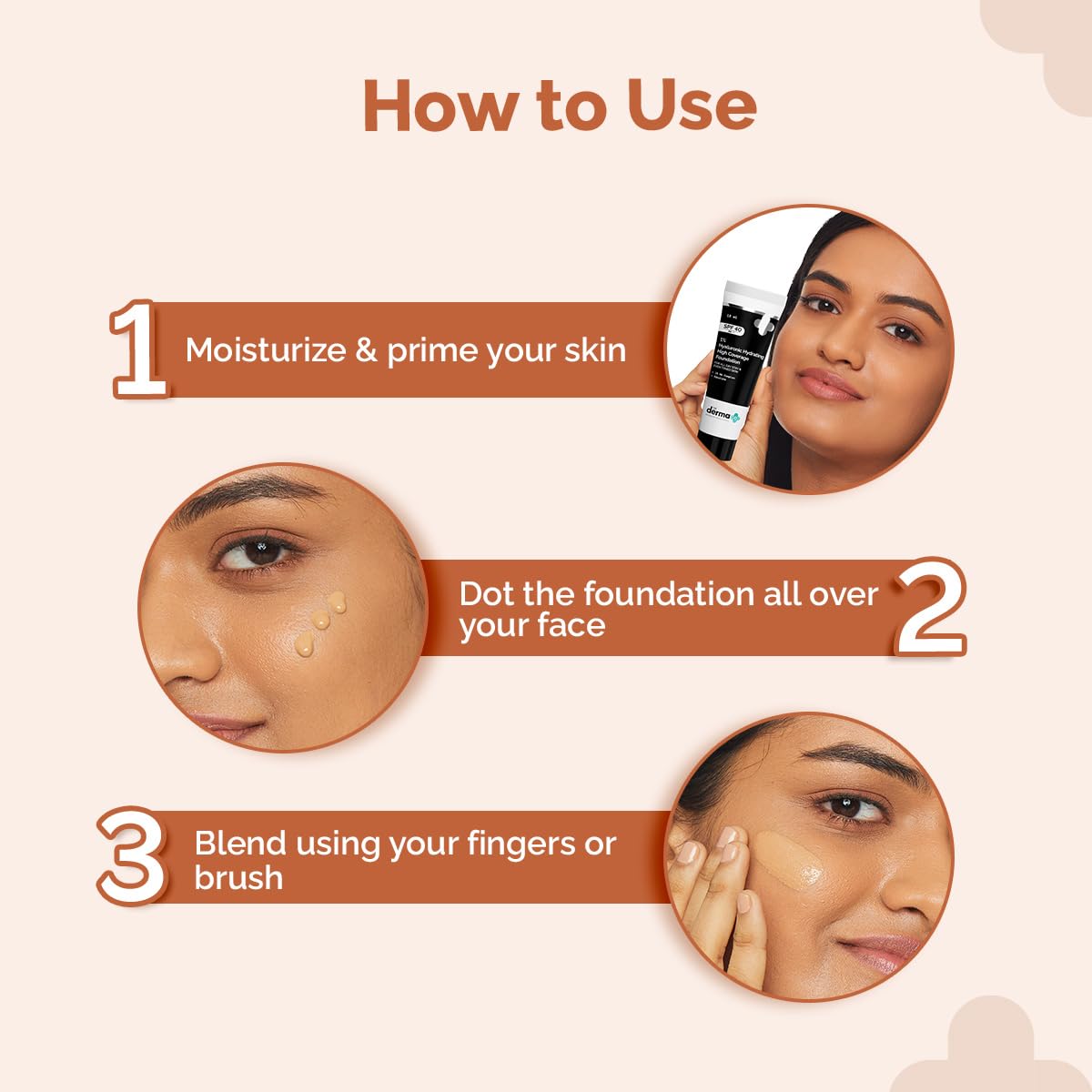 The Derma Co. 1% Hyaluronic Hydrating High Coverage Foundation With SPF 40 PA+++ for 12 Hour Long Stay & 12 Hour Oil Control | For All Skin Types & Even Skin - 18ml (03 Natural, 18ML)