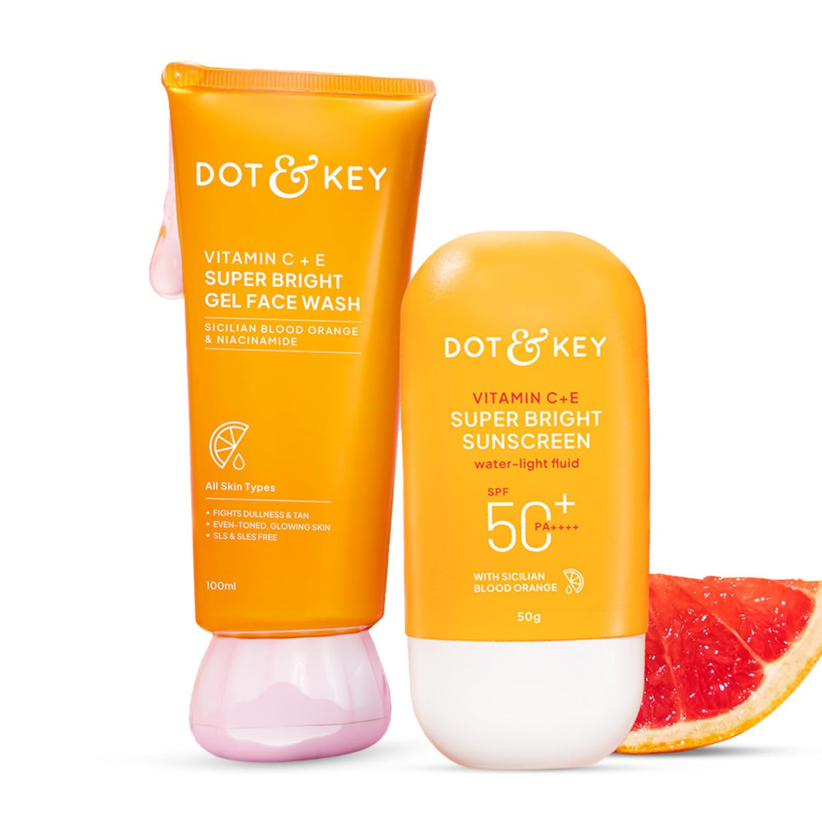 DOT & KEY Vitamin C + E Super Bright Gel Face Wash+Vitamin C + E Super Bright Sunscreen