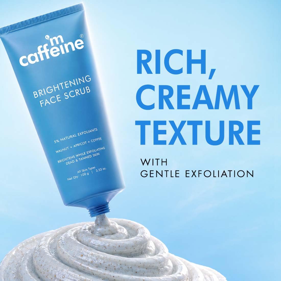 mCaffeine Brightening Face Scrub | Visible Brighter, Smoother Skin | 5% Natural Exfoliants | Walnut & Apricot | Caffeine | Deeply Cleanses Pores | Gentle Exfoli