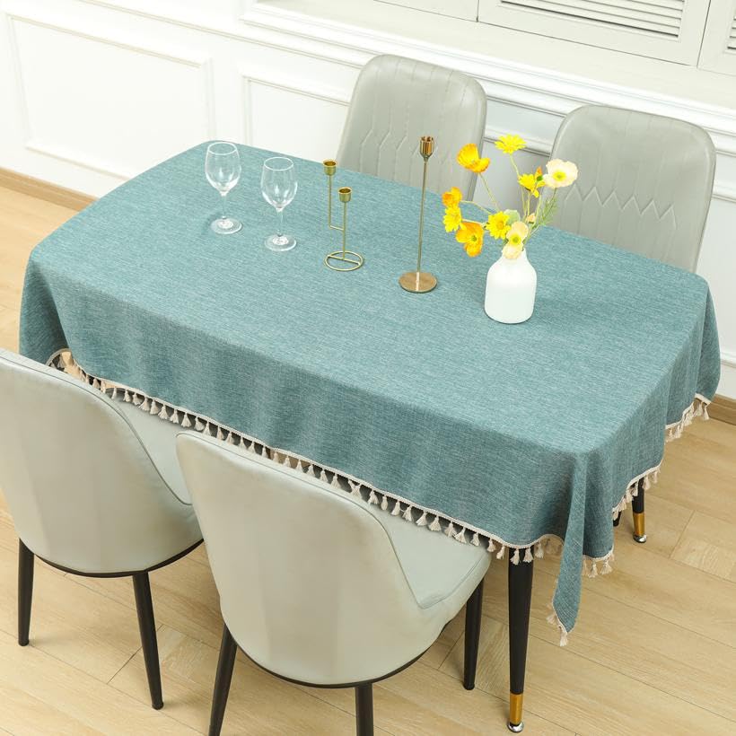 HOMETHREADS 7.25ft Tablecloth for 4 to 6 Seater Large Center Dining Table Durable Eco-Cotton, Washable, and Perfect for Home, Garden, Hotel, and Restaurant | Pa