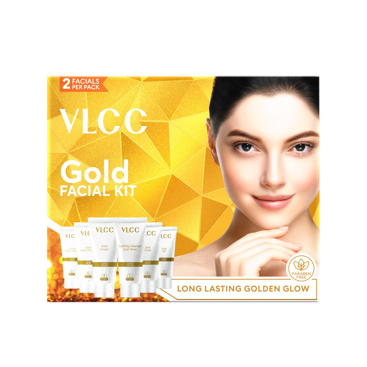 VLCC Gold Facial Kit & VLCC Diamond Facial Kit - 60g Each (Pack of 2) | Pamper your Skin for a Luminous Glow | Skin purifying with Parlour Glow | With Gold Bhas